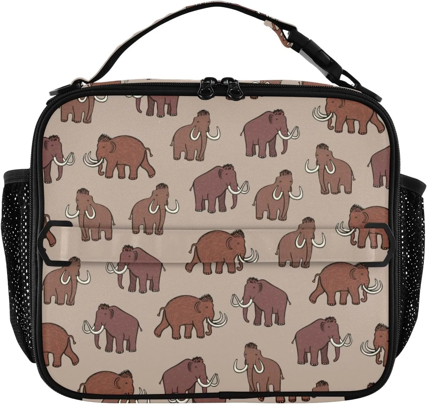 Lunch Bag for Men Women Mammoth Animals Insulated Lunch Box Portable Cooler Bag with Shoulder Straps for Office Travel School