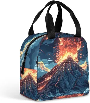 Lunch Bag for Women Men Depicts A Volcano Lunch Box Lunch Tote Bag Small Leakproof Cooler for Work Picnic Travel