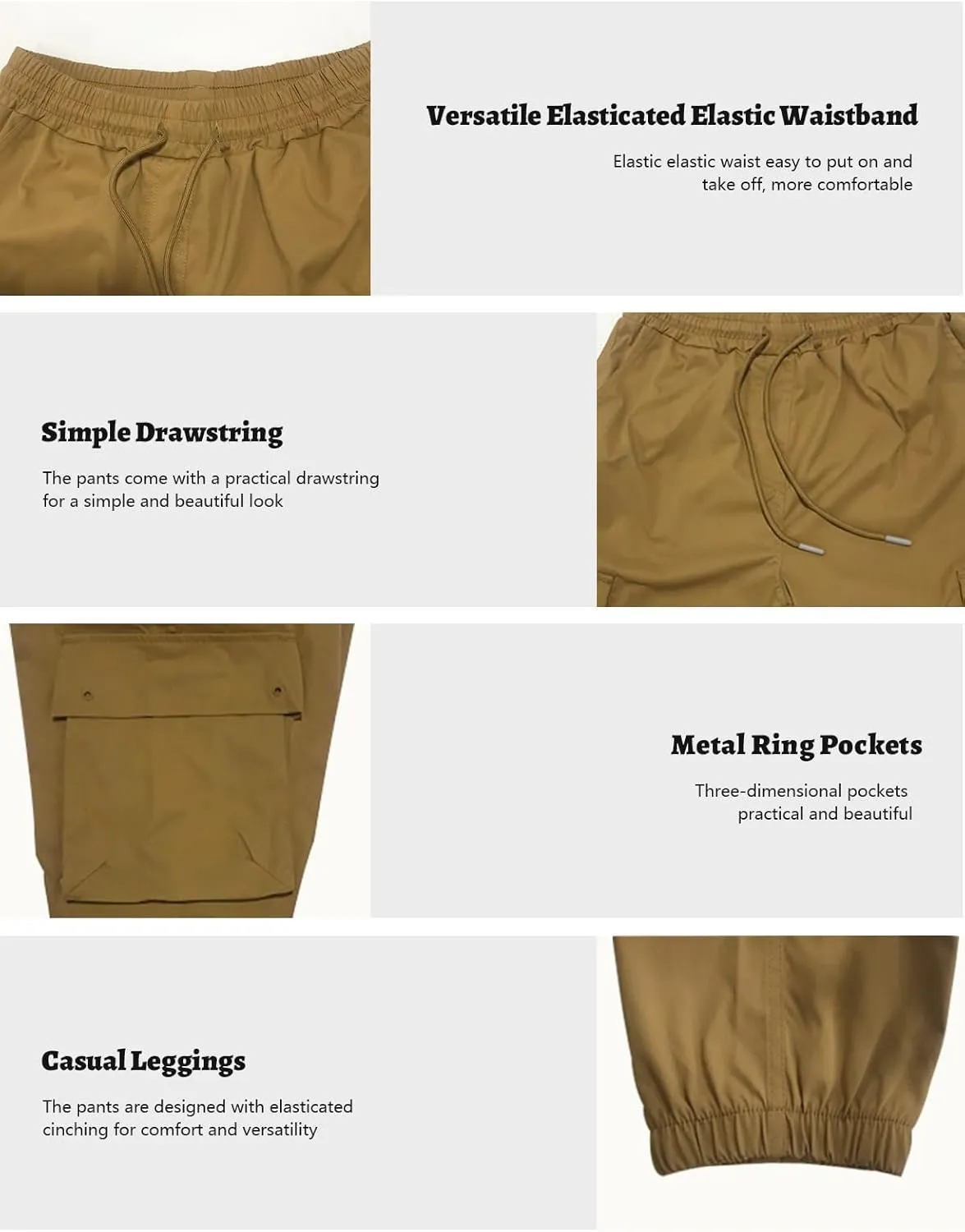 M Menmentings Men's Outdoor Jogging Casual Sweatpants Stretch Waist Lightweight Cargo Pants