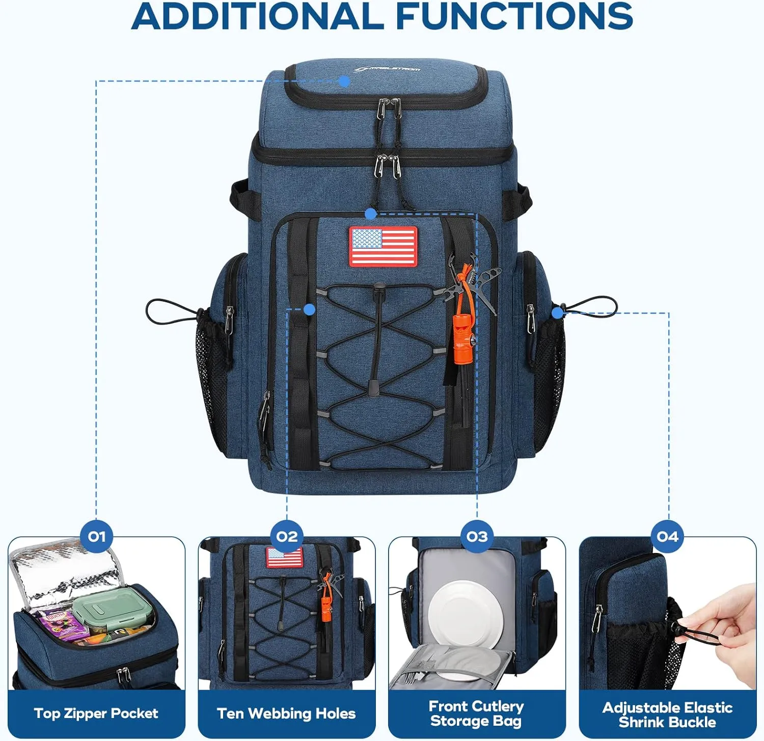 Maelstrom Cooler Backpack,50 Can Insulated Soft Backpack Cooler,Portable Lightweight Leakproof Cooler Bag,Large Capacity Beach Cooler,Waterproof Lunch Backpack for Men Women