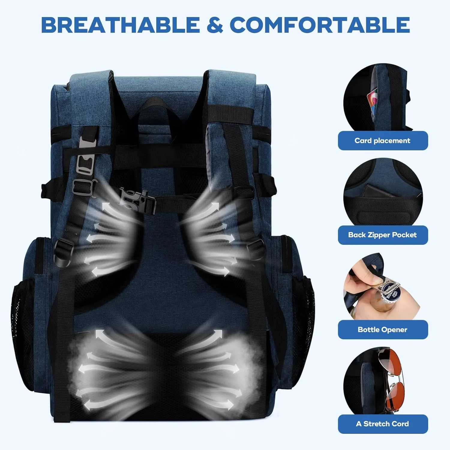 Maelstrom Cooler Backpack,50 Can Insulated Soft Backpack Cooler,Portable Lightweight Leakproof Cooler Bag,Large Capacity Beach Cooler,Waterproof Lunch Backpack for Men Women