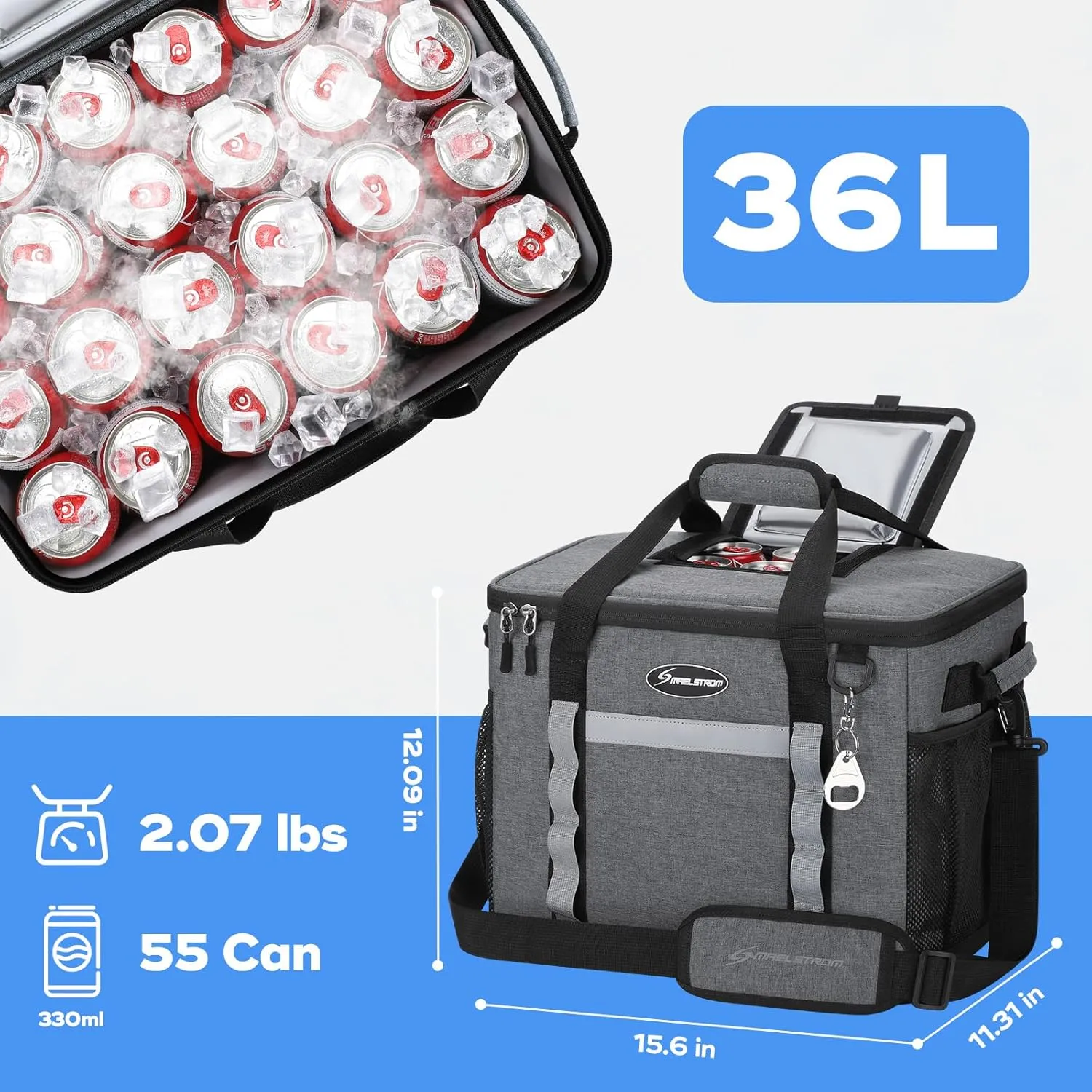 Maelstrom Soft Cooler Bag,Collapsible Soft Sided Cooler,24/30/60/75 Cans Beach Cooler,Ice Chest,Large Leakproof Camping Cooler,Portable Travel Cooler for Grocery Shopping,Camping,Road Trips