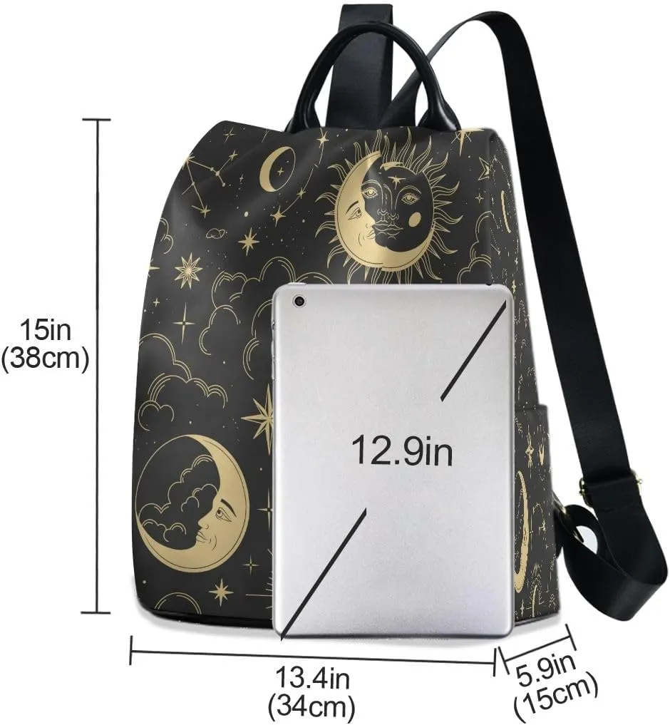 Magic Boho Sun Constellation Moon Anti-Theft Women Backpack Purse for Fashion Bag Travel School Back Pack Rucksack Shoulder Bag