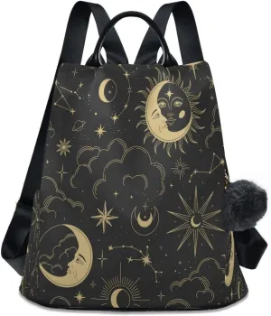 Magic Boho Sun Constellation Moon Anti-Theft Women Backpack Purse for Fashion Bag Travel School Back Pack Rucksack Shoulder Bag