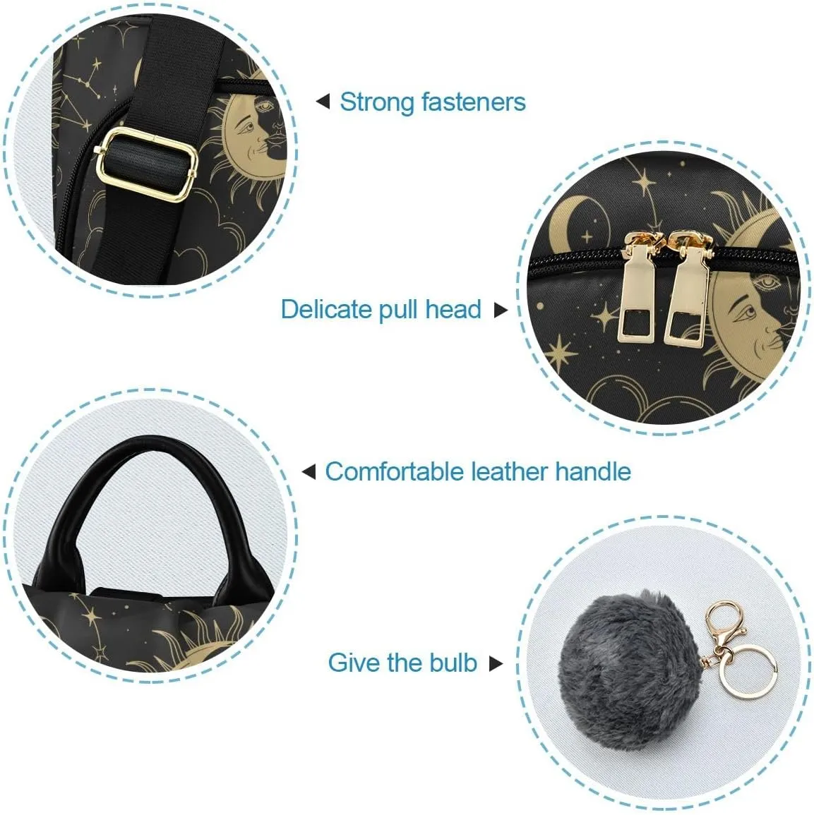 Magic Boho Sun Constellation Moon Anti-Theft Women Backpack Purse for Fashion Bag Travel School Back Pack Rucksack Shoulder Bag
