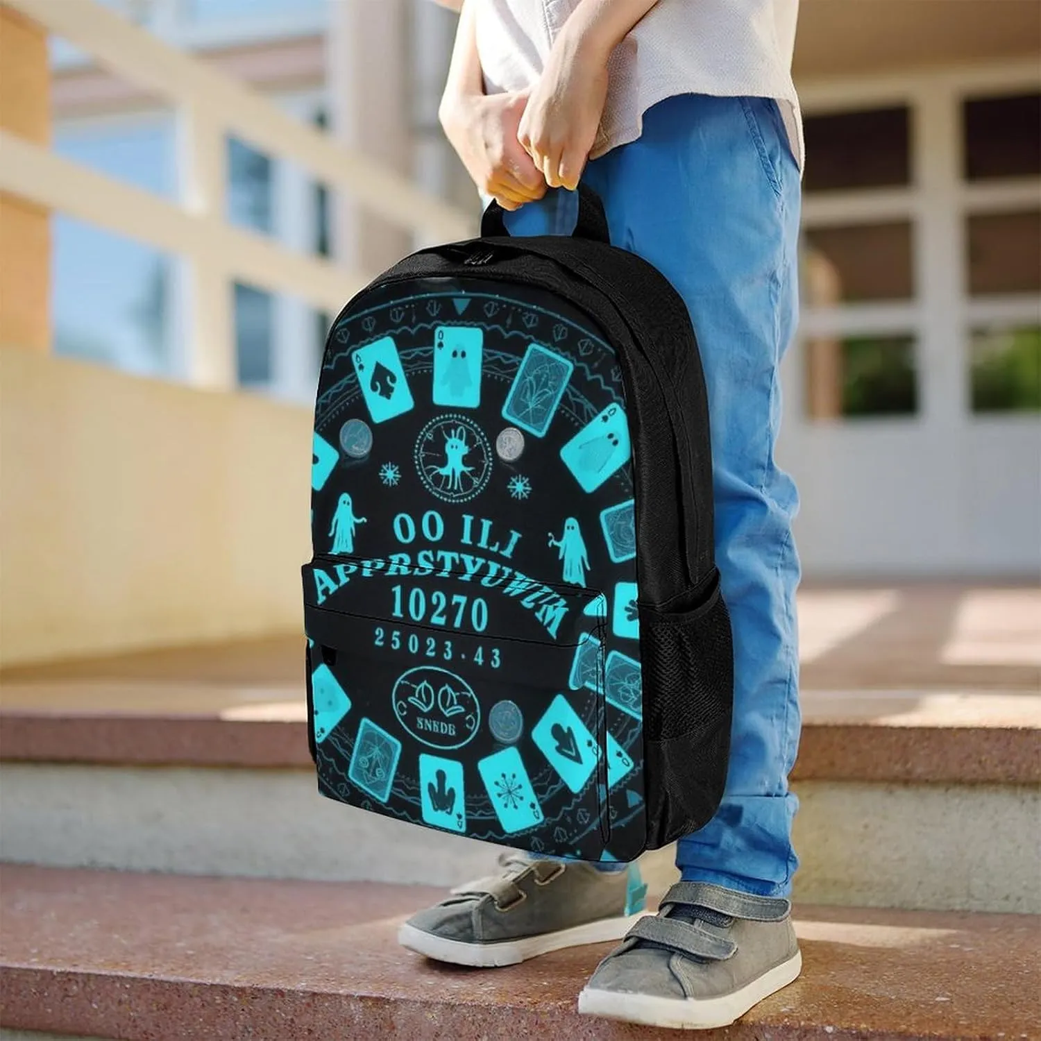 Magic Spirit Board Cards Art Rucksack Polyester Anti-Theft Multipurpose Bookbag Big Capacity Travel and Sport Backpack Rucksack With Side Pockets