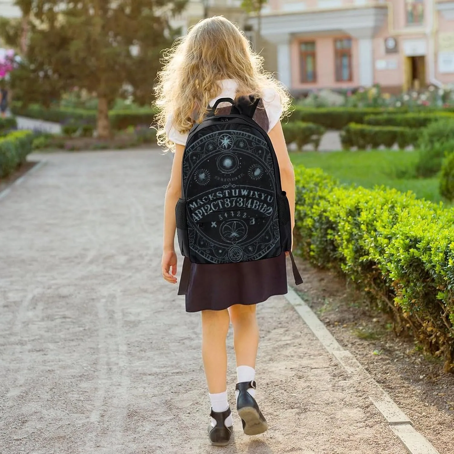 Magic Spirit Board Witch Art Backpack Polyester Anti-Theft Multipurpose Bookbag Large Capacity Laptop Book Bag Rucksack With Side Pockets