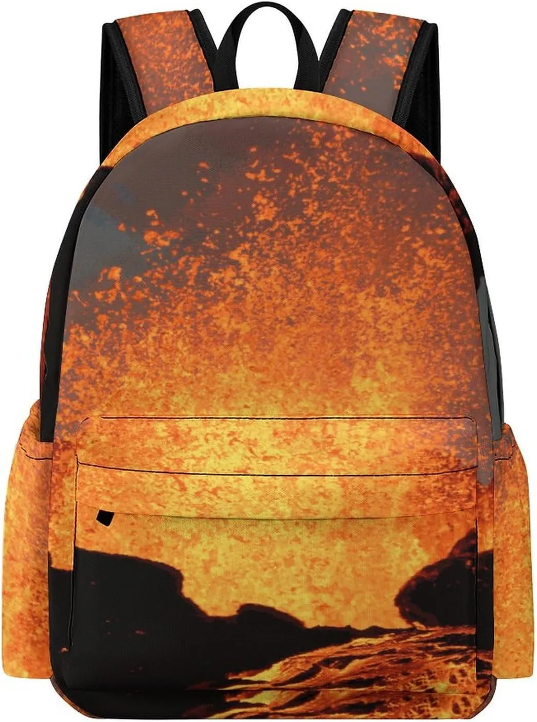 Magma Volcanoes Eruption Travel Backpack 16 in Laptop Bag Half Print Rucksack Business Daypack for Work Office