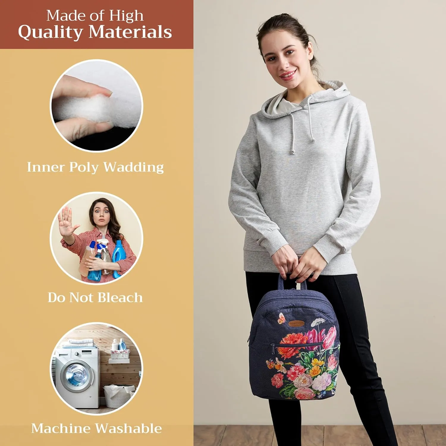 Maison d' Hermine Backpack for Women Men Cotton Shoulder Multipurpose Rucksack with Small Pouch Lightweight Multi Pocket Bag for Travel Work Beach Daypack Perfect for Gift (Master Piece)
