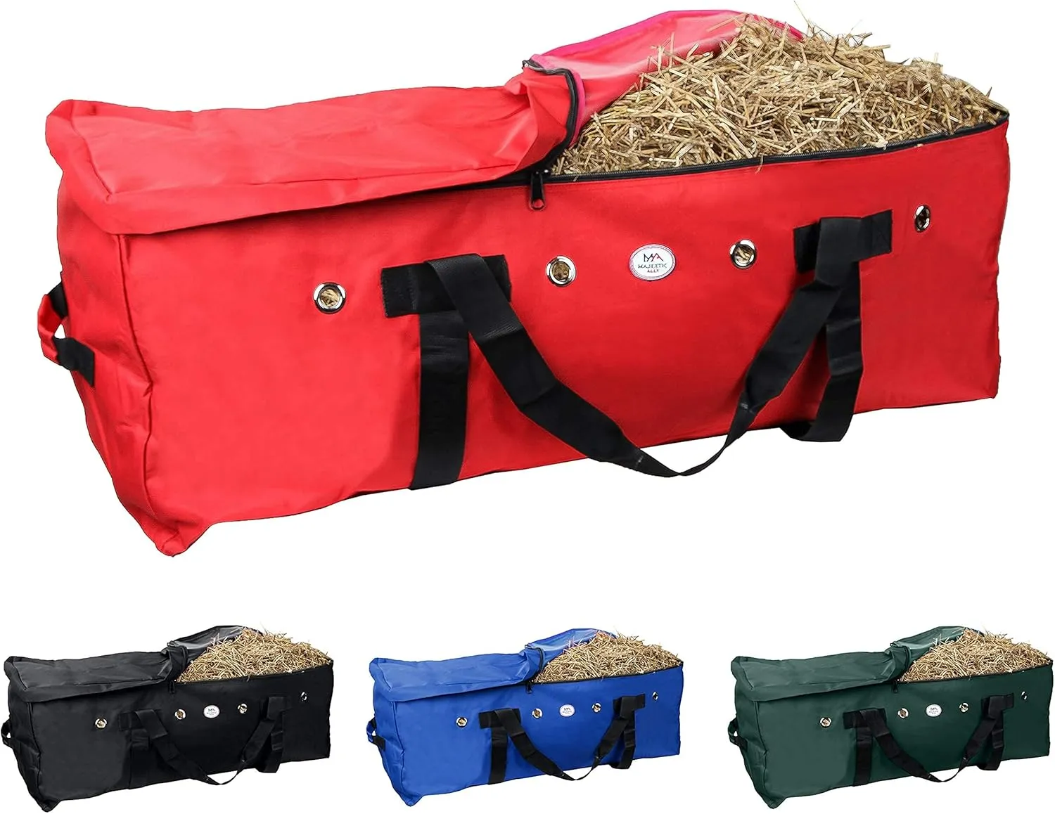 Majestic Ally 1200 D Nylon Fabric Large 44” x 20” x 16” and Extra Large 52" x 27" x21" Heavy-Duty Hay Bale Storage Bag (Red, Large)