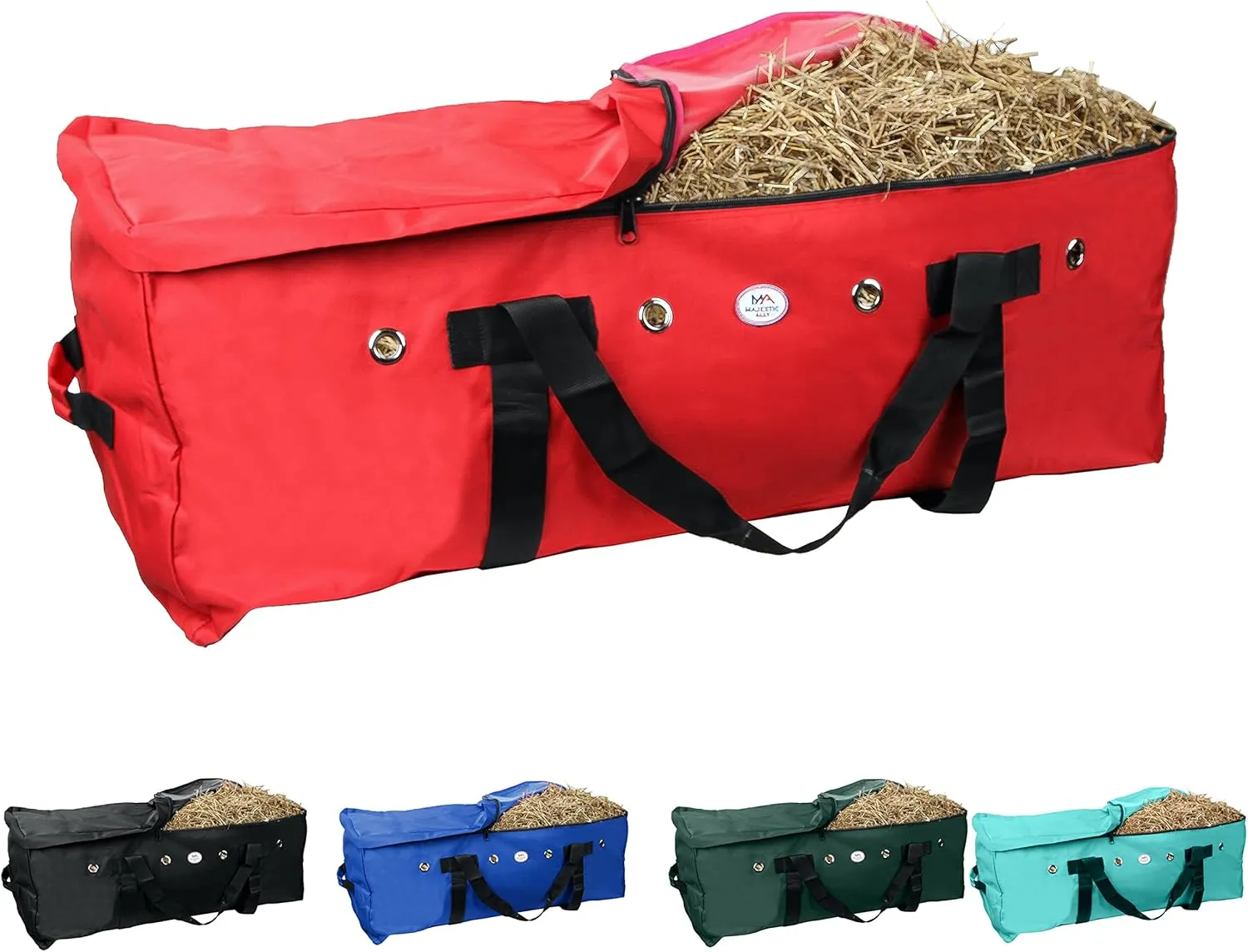 Majestic Ally 1200 D Nylon Fabric Large 44” x 20” x 16” and Extra Large 52" x 27" x21" Heavy-Duty Hay Bale Storage Bag (Red, Large)