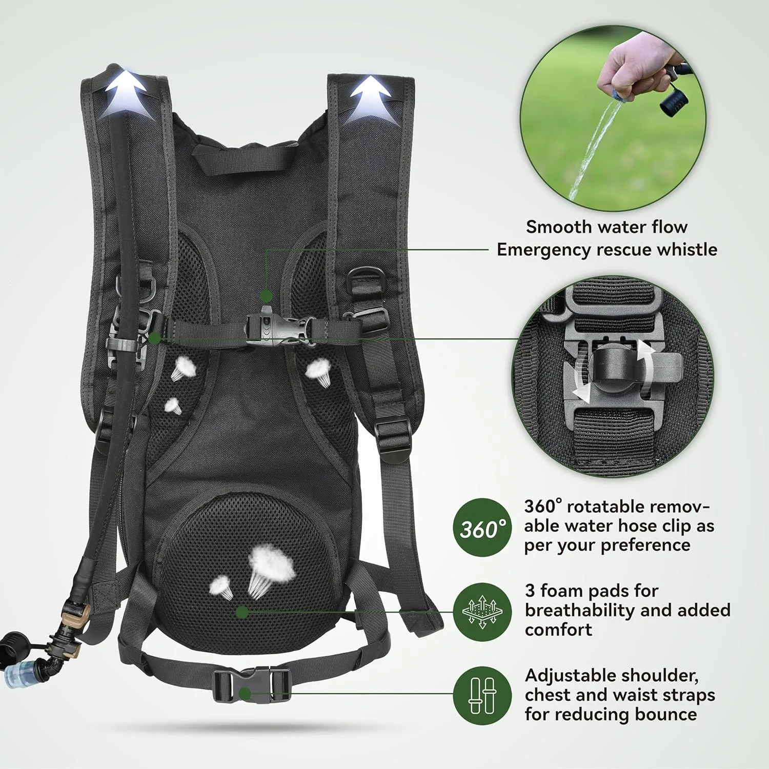 MARCHWAY Tactical Molle Hydration Pack Backpack with 3L TPU Water Bladder, Military Daypack for Cycling, Hiking, Running, Climbing, Hunting, Biking