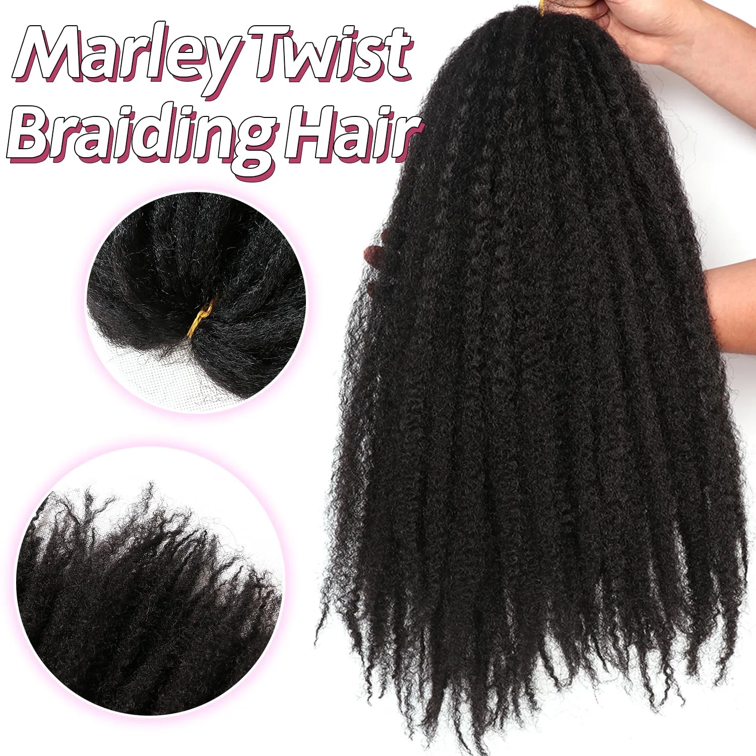 Marley Twist Braiding Hair-18 Inch 90Roots/unfold Soft Marley Twist Hair For Twists 3 Packs Lightweight Cuabn Twist Hair For Black Women (18 Inch 3 Packs, 1B#)
