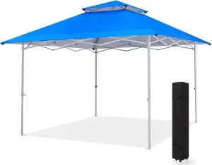 MASTERCANOPY 13x13 Pop-Up Canopy Tent Instant Shelter Outdoor Canopy with Wheeled Bag (Brown&Khaki)