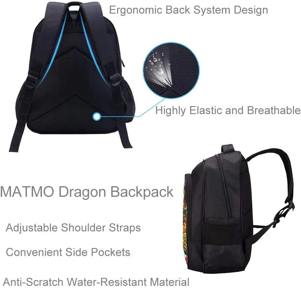 MATMO Dragon Backpack for Boys, Dragon Print Backpack Cool Dragon Pattern School Bag (Dragon Backpack 2)