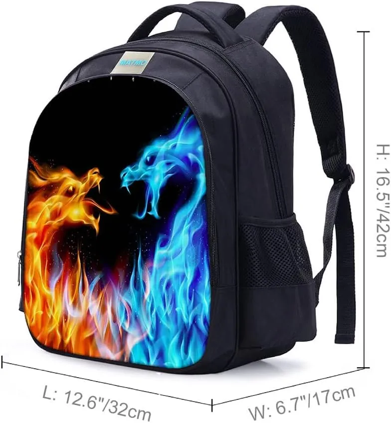 MATMO Dragon Backpack for Boys, Dragon Print Backpack Cool Dragon Pattern School Bag (Dragon Backpack 2)