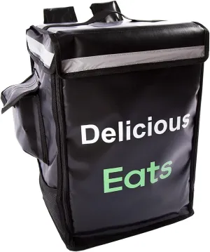 maxer Insulated Food Delivery Backpack, 13.78" L x 9.85" W x 18.5" H Insulated Cooler Bag, Portable Pizza Delivery Thermal Backpack, Water Resistant Commercial Grade Food Delivery Bag (BLACK)