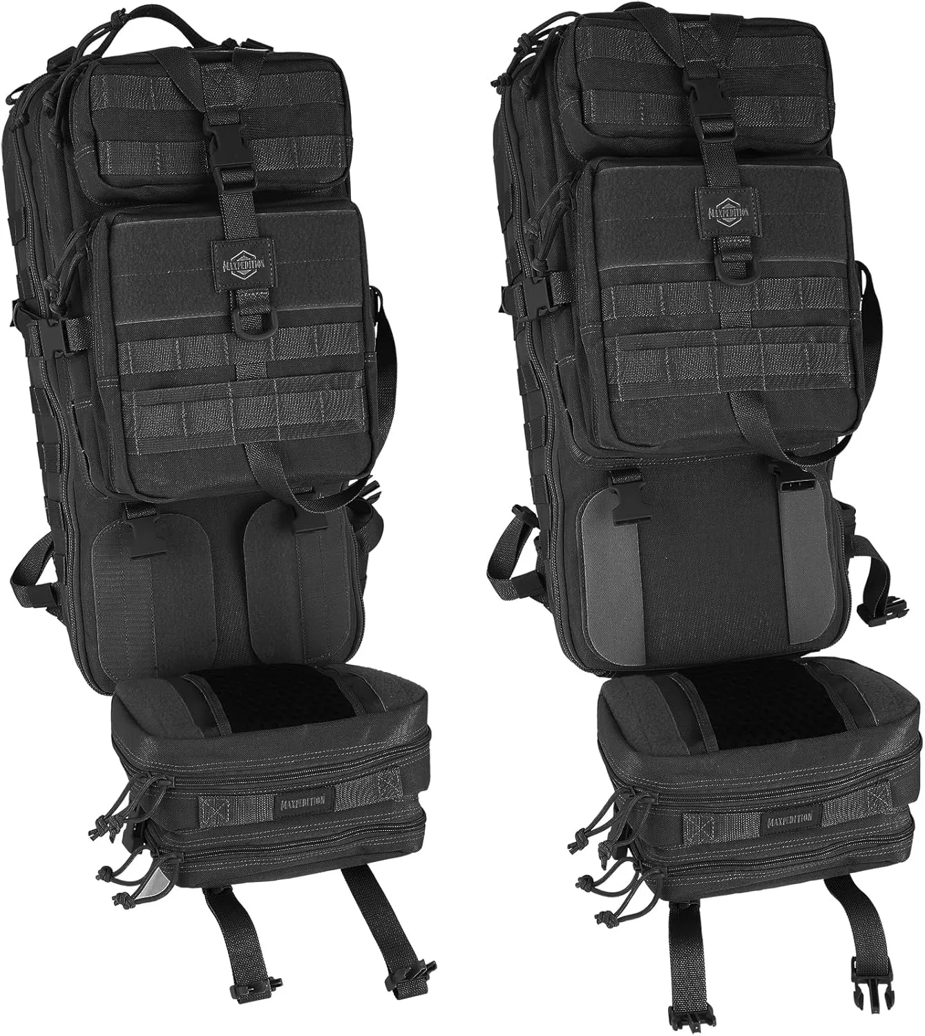 MAXPEDITION Gyrfalcon Backpack (Black) 36L Tactical Backpack with Detachable Waist Pack, MOLLE Internal Frame Rucksack, Military Survival Pack, Bug Out Bag, PT1054B