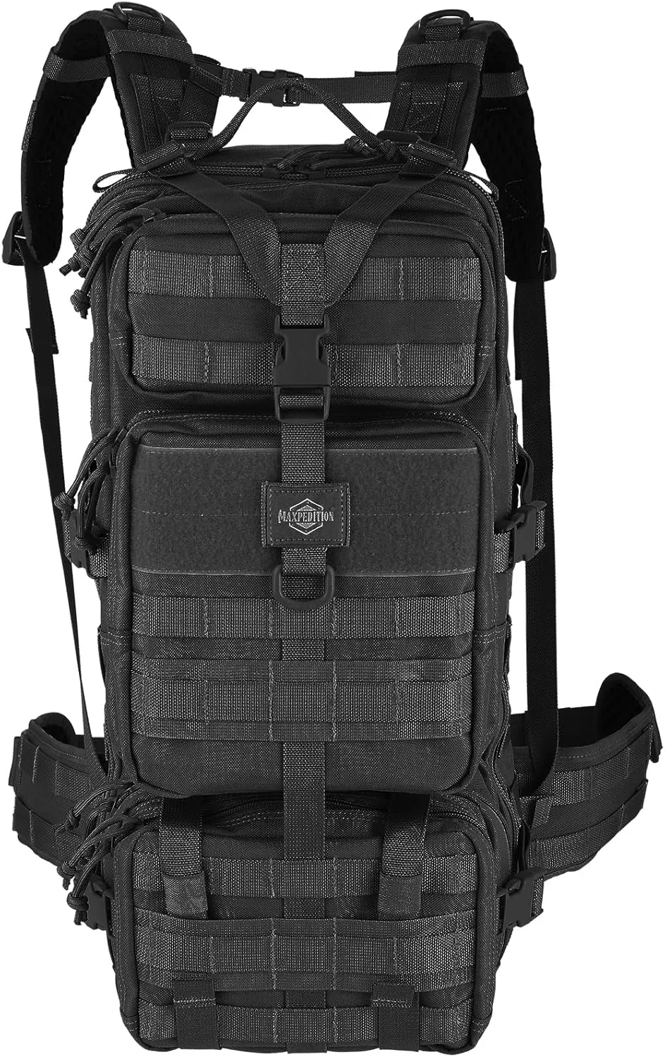 MAXPEDITION Gyrfalcon Backpack (Black) 36L Tactical Backpack with Detachable Waist Pack, MOLLE Internal Frame Rucksack, Military Survival Pack, Bug Out Bag, PT1054B