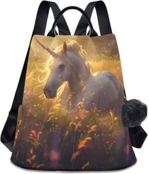 Meadow Unicorn Backpack for Women Anti Theft Large Fashion Travel Shoulder Bag Purse Rucksack Lightweight