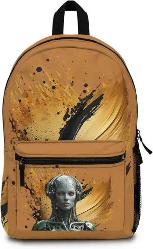 Mechanica Backpack - Futuristic Tech Design, Bold Splatter Art, Cyber Goth Rucksack, Urban Streetwear Bag