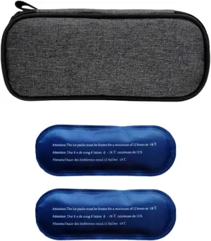 Medical Bag Insulation Cooling Bag with 2 Small Ice Packs, Portable, Lightweight, Grey