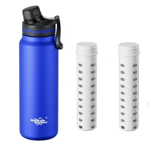 Membrane Solutions C3 32oz Stainless Steel ACF UF Filtered Water Bottle with Extra 2 Packs UF Replacement Filter
