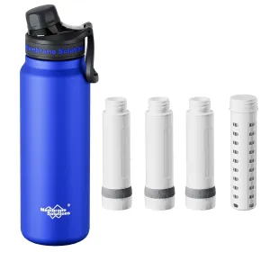 Membrane Solutions C3 32oz Stainless Steel ACF UF Filtered Water Bottle with Extra 3 Packs ACF   1 Pack UF Replacement Filter