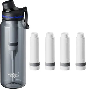 Membrane Solutions C3 36oz ACF Filtered Water Bottle with Extra 4 Packs ACF Replacement Filter