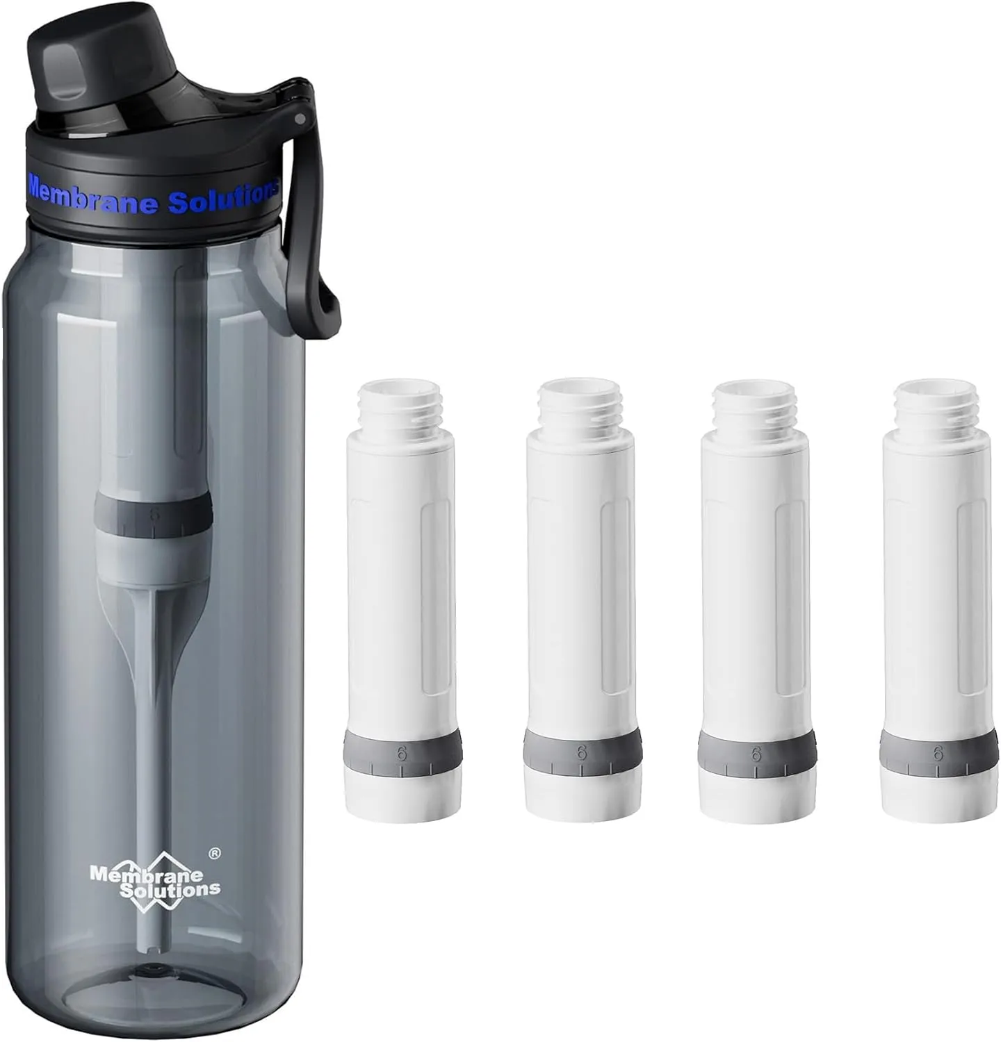 Membrane Solutions C3 36oz ACF Filtered Water Bottle with Extra 4 Packs ACF Replacement Filter