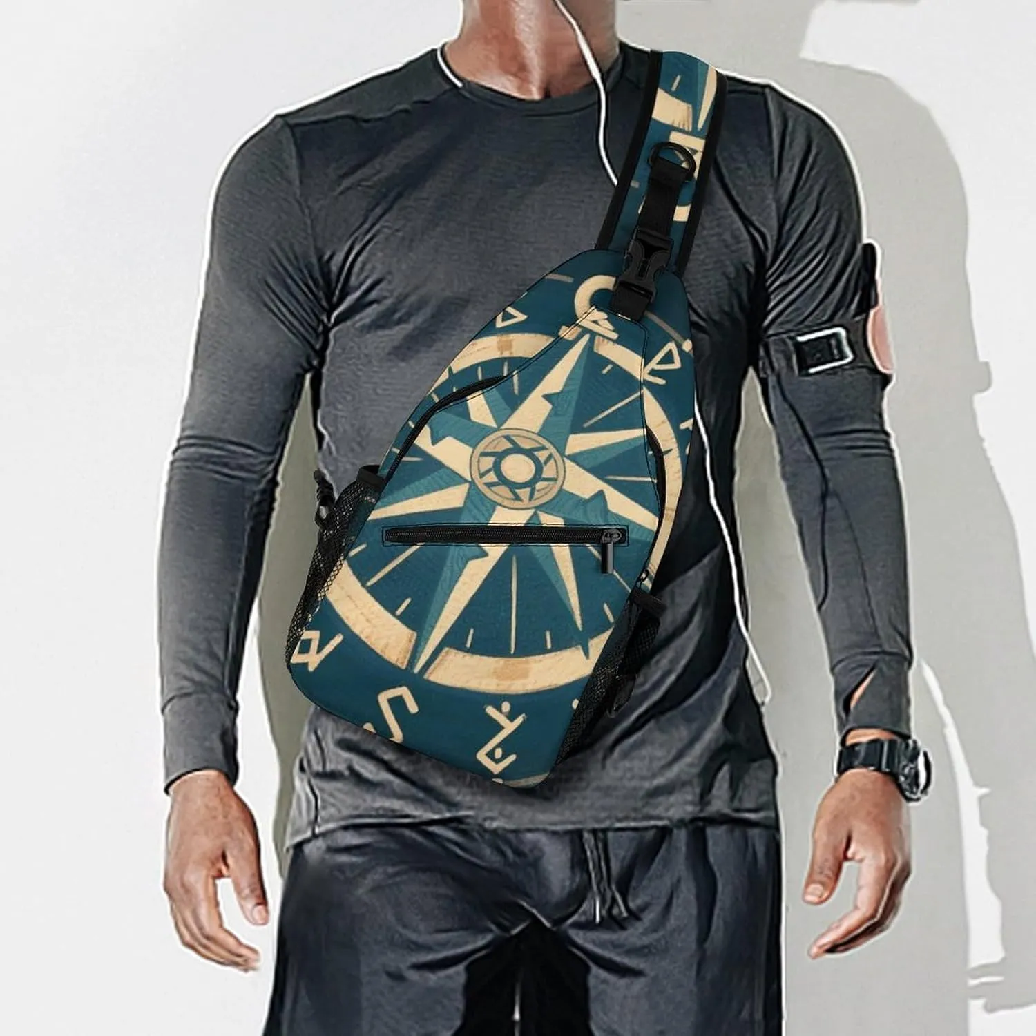 Men & Women Satchel Bookbags Travel Rucksack Daypack, Norse Gold Vegvisir Runic Compass Art Sling Bag Backpack Bag for Outdoor Travel Hiking - Compact Tool Backpack