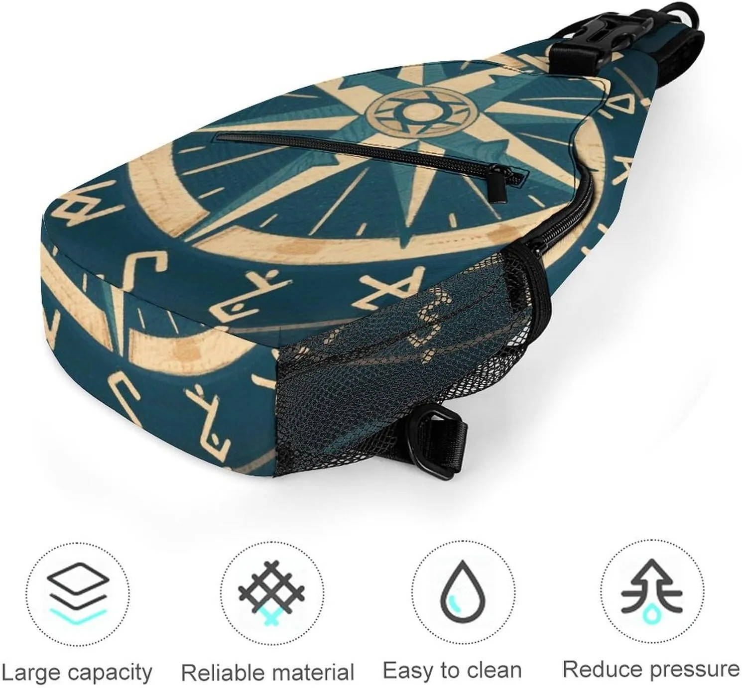 Men & Women Satchel Bookbags Travel Rucksack Daypack, Norse Gold Vegvisir Runic Compass Art Sling Bag Backpack Bag for Outdoor Travel Hiking - Compact Tool Backpack