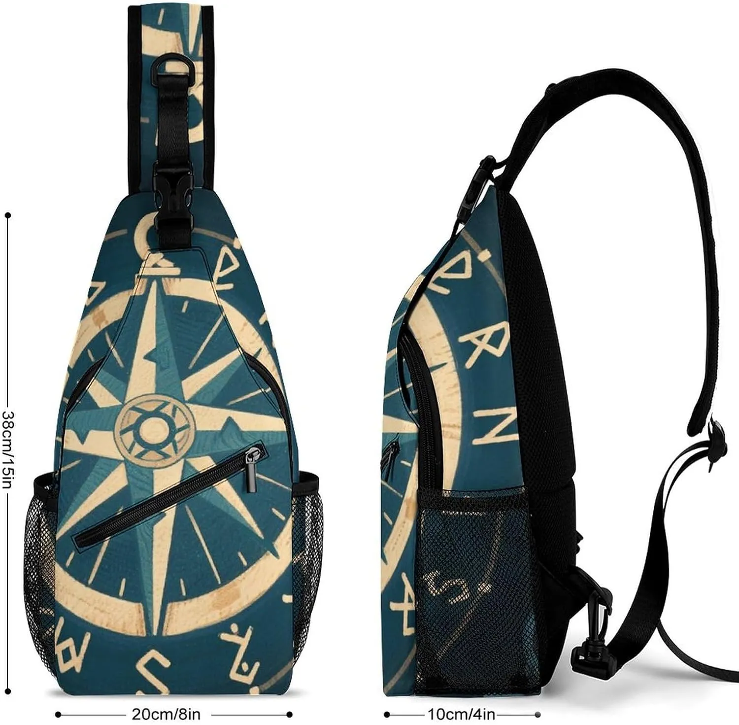 Men & Women Satchel Bookbags Travel Rucksack Daypack, Norse Gold Vegvisir Runic Compass Art Sling Bag Backpack Bag for Outdoor Travel Hiking - Compact Tool Backpack