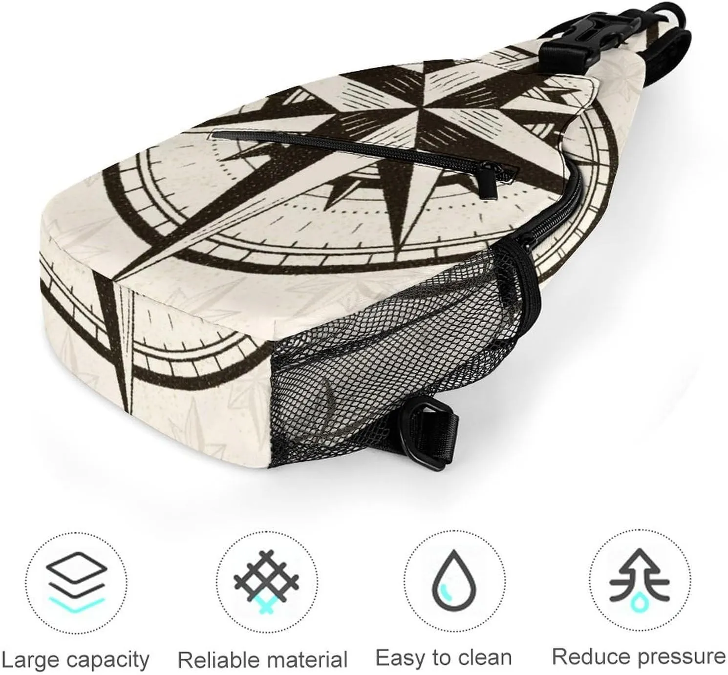 Men & Women Satchel Bookbags Travel Rucksack Daypack, Vintage Compass Art Sling Bag Backpack Bag for Outdoor Travel Hiking - Compact Tool Backpack
