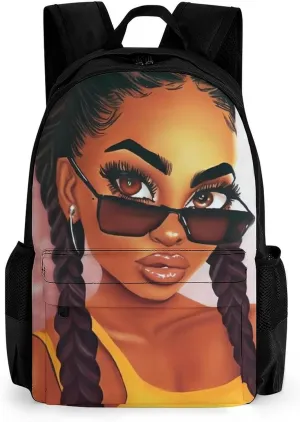 Men Women Lightweight Abstract Fashion Black Woman Art African American Women Art Backpack Large Capacity Carry On Bag With Padded Straps for Sports Work Walking Cycling