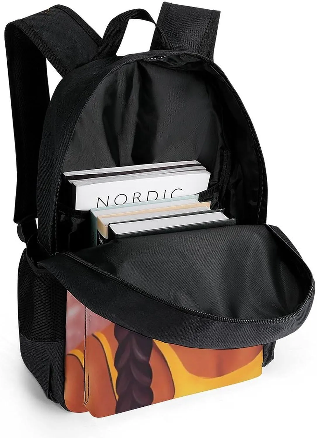 Men Women Lightweight Abstract Fashion Black Woman Art African American Women Art Backpack Large Capacity Carry On Bag With Padded Straps for Sports Work Walking Cycling