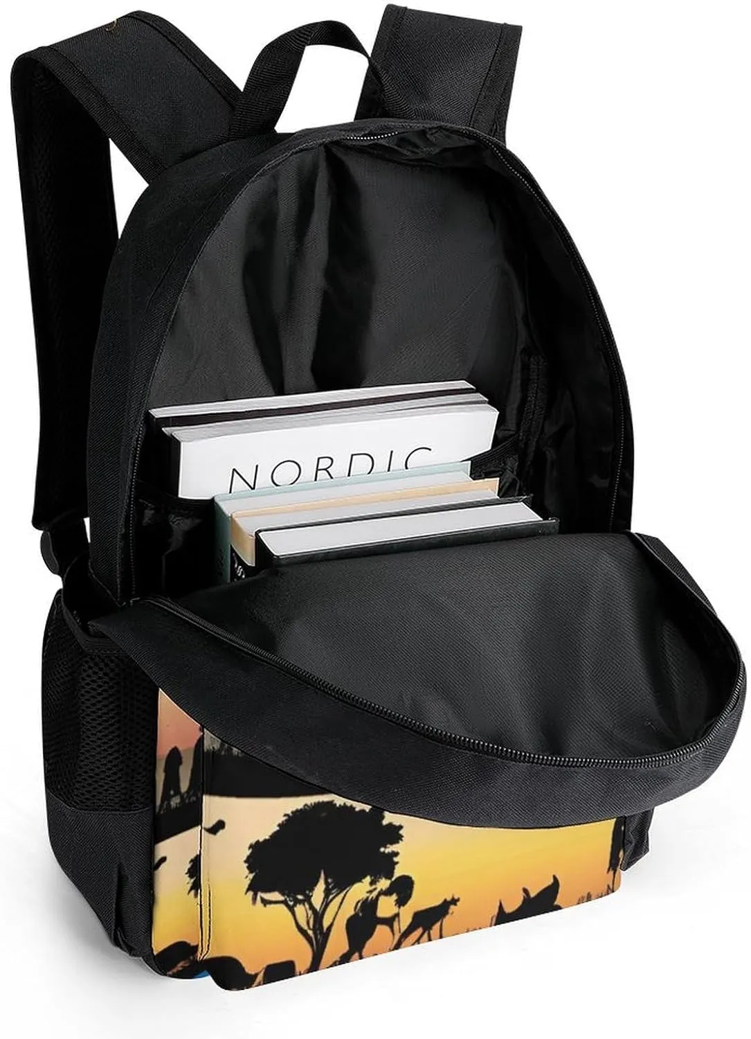 Men Women Lightweight African Wild Animals Acacia Trees Art Backpack Large Capacity Carry On Bag With Padded Straps for Sports Work Walking Cycling