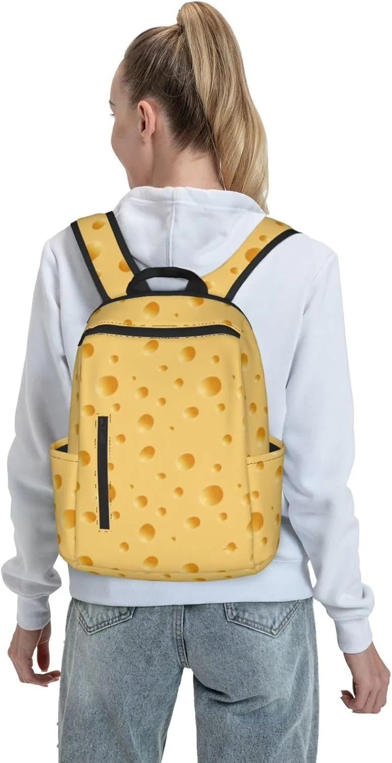 Men women lightweight anti-theft travel daypack fashion rucksack laptop backpack for work/travel/college/business - for Yellow Cheese Pattern Texture