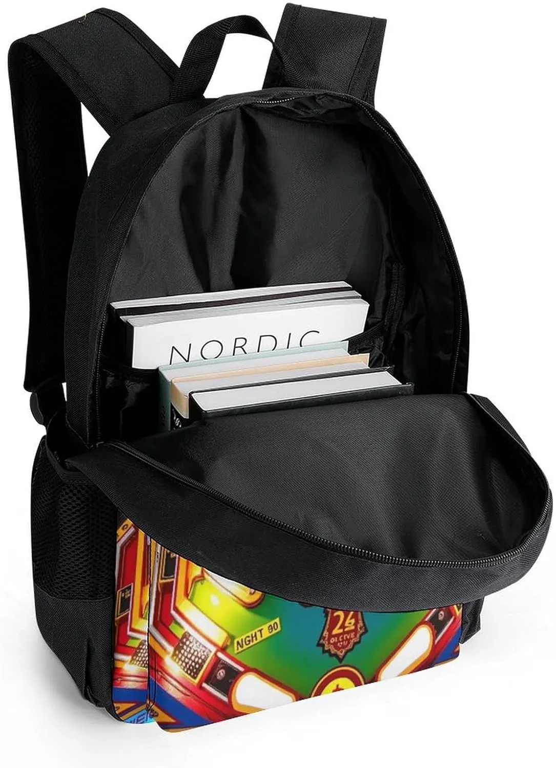 Men Women Lightweight Cartoon Pinball Orange Casual Daypack Big Capacity Bookbag With Padded Straps for Gym Travel Walking Cycling