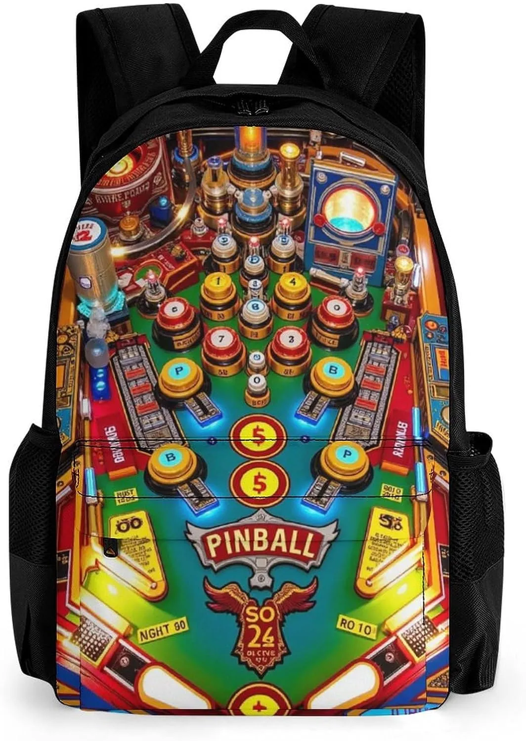 Men Women Lightweight Cartoon Pinball Orange Casual Daypack Big Capacity Bookbag With Padded Straps for Gym Travel Walking Cycling