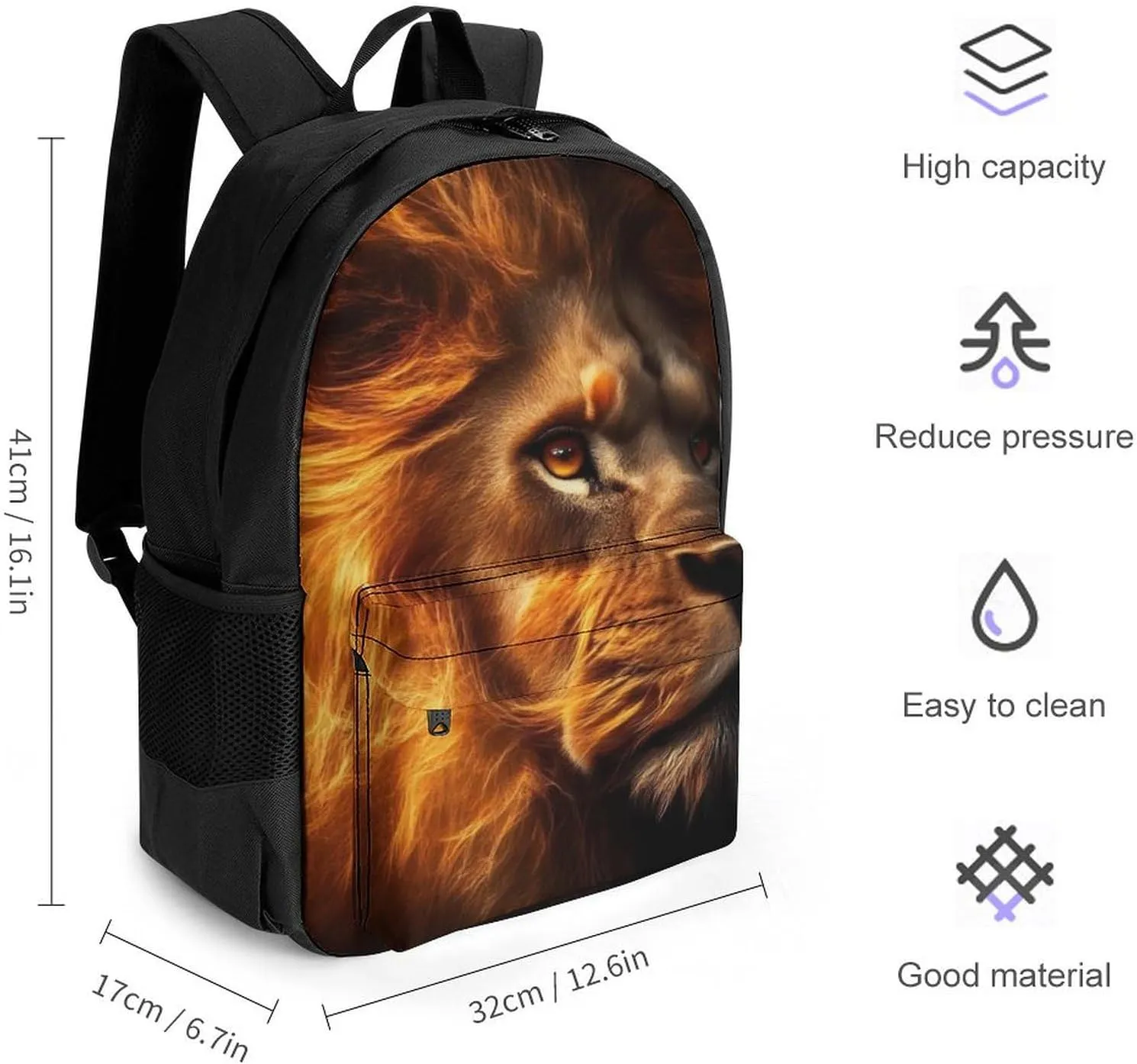 Men Women Lightweight Lion Of Judah Casual Daypack Big Capacity Bookbag With Padded Straps for Gym Travel Walking Cycling