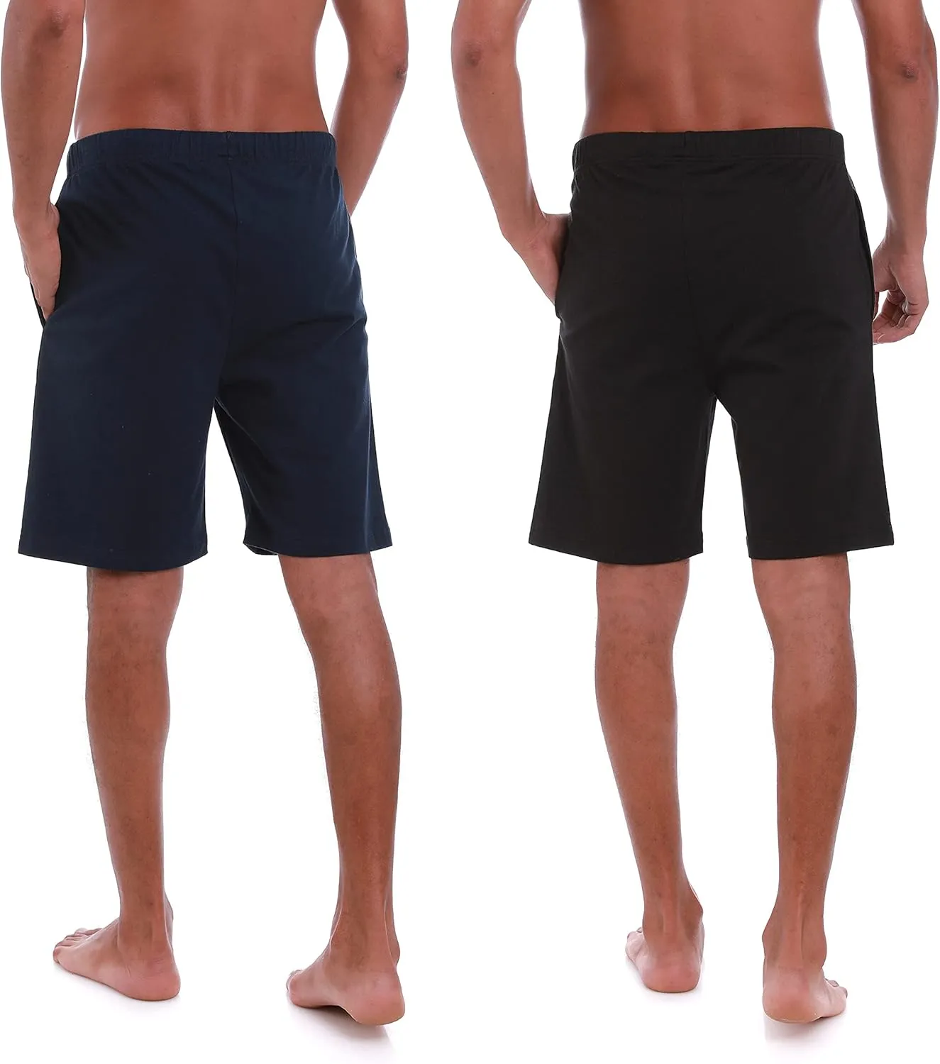 Men’s (2-Pack) Cotton Rich Knit Short | Sleepwear Shorts with Pockets | Ultra Soft, Breathable (Made in Egypt)