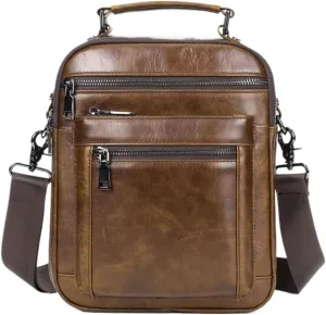 Mens Crossbody Bags Waist Packs Casual Daypacks Genuine Leather Shoulder Bags Messenger Bags Travel Bags(Brown1)