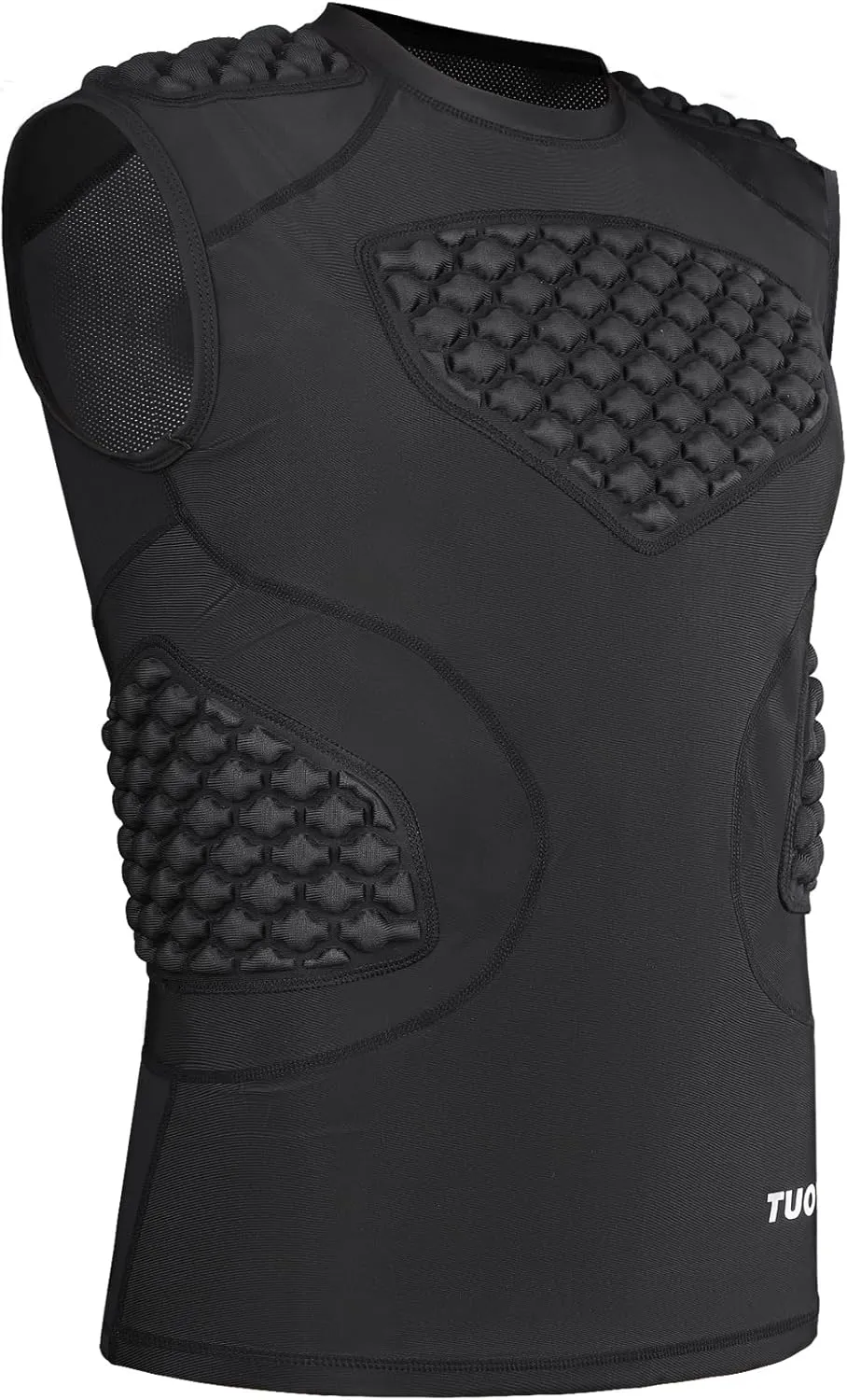 Mens Football Padded Shirt Baseball Chest Protector Compression Vest with Pads Adult Rib Protective Sleeveless Undershirt Heart Guard for Softball Rugby Lacrosse