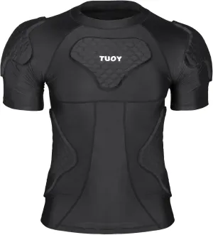 Mens Football Padded Shirt Chest Rib Protector Undershirt for Football Baseball Softball Rugby