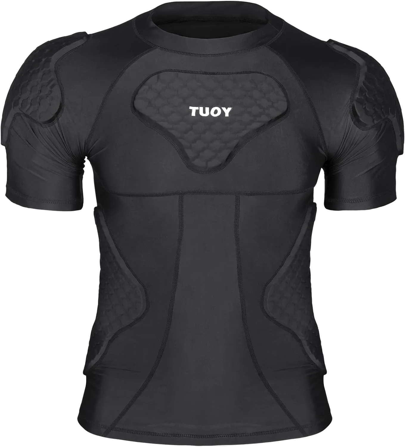 Mens Football Padded Shirt Chest Rib Protector Undershirt for Football Baseball Softball Rugby