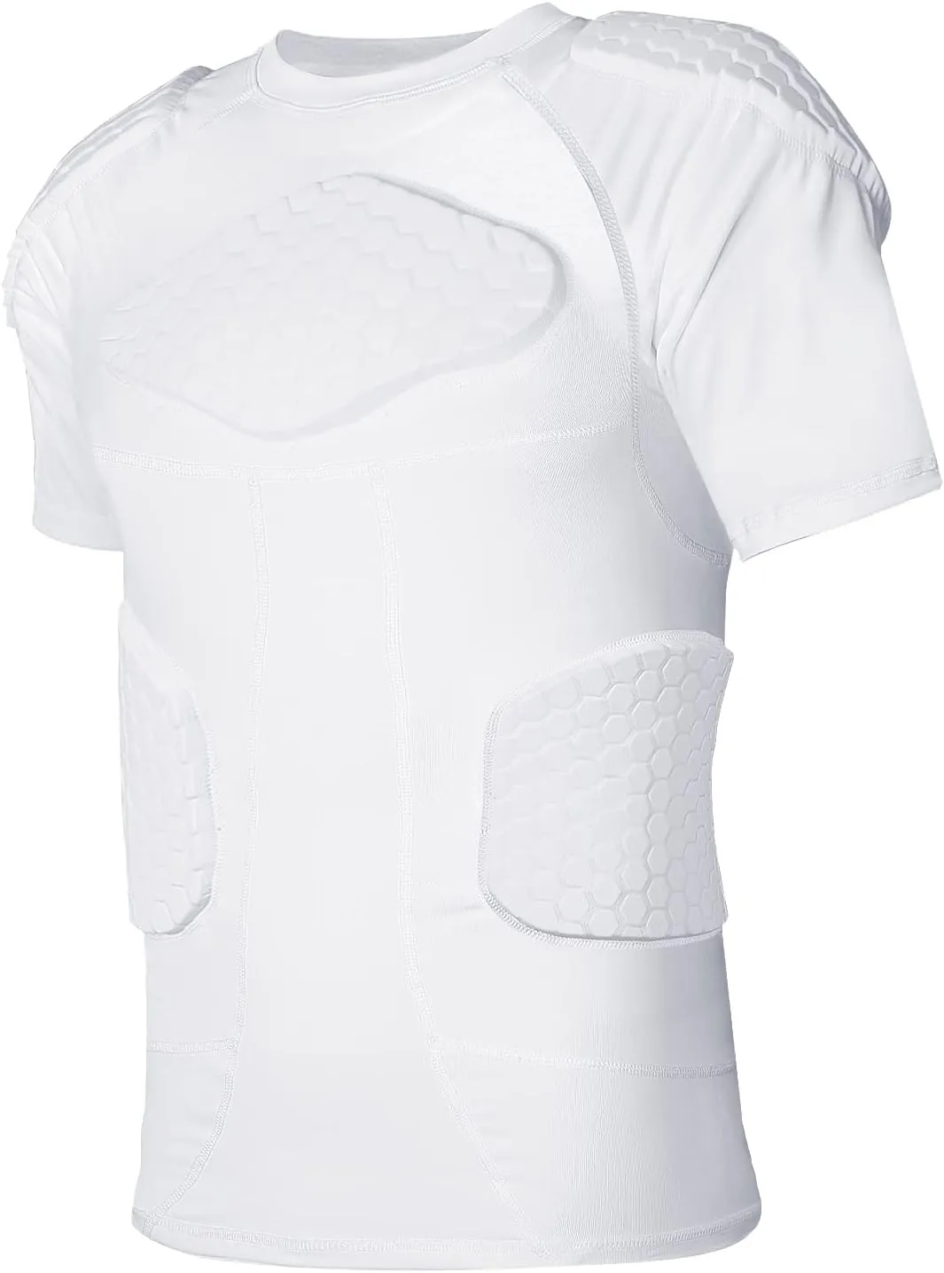 Mens Football Padded Shirt Chest Rib Protector Undershirt for Football Baseball Softball Rugby