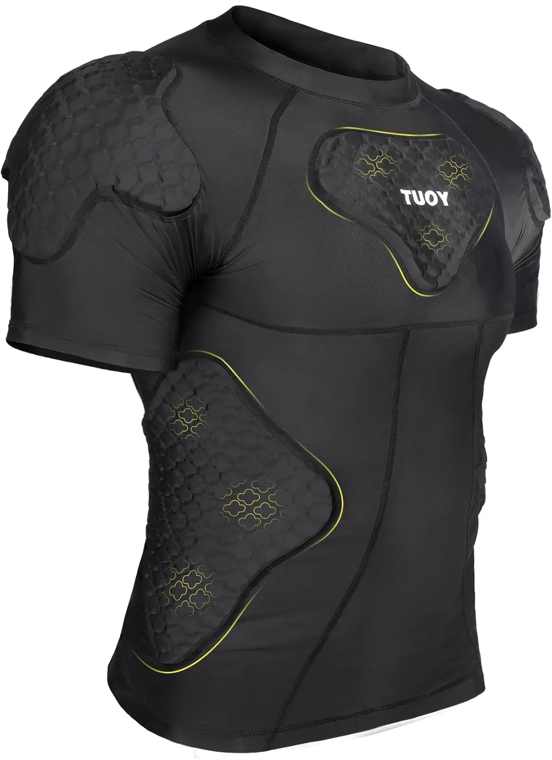 Mens Football Rib Protector with Pads Adult Protective Undershirt Heart Guard for Softball Rugby Lacrosse