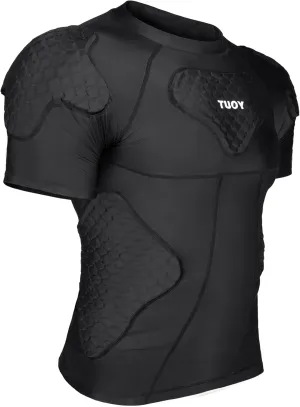 Mens Football Rib Protector with Pads Adult Protective Undershirt Heart Guard for Softball Rugby Lacrosse