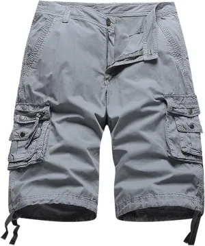 Mens Lightweight Hiking Shorts Loose Fit Solid Cotton Multi Pockets Cargo Shorts Big and Tall Plus Size Work Shorts
